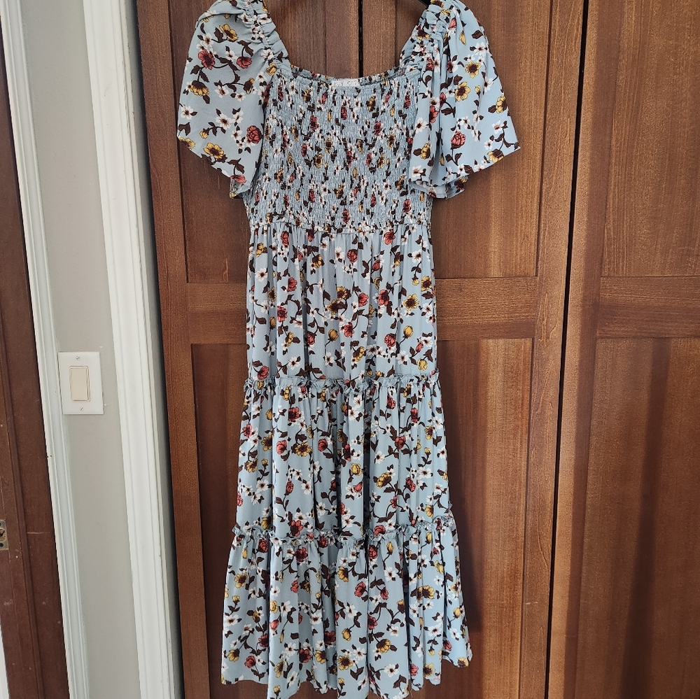 Floral Smocked Midi Dress